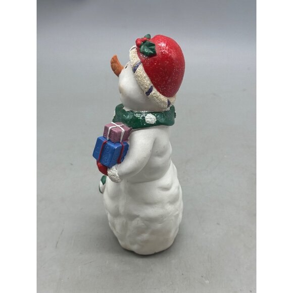 Christmas Resin Snowman Figurine With Gifts & Scarf 7" Tall READ - Picture 3 of 7